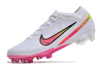 Unisex Nike Air Zoom Mercurial Vapor 15 Elite FG Firm Ground Low-Tops Football Boots - White/Pink/Black/Yellow