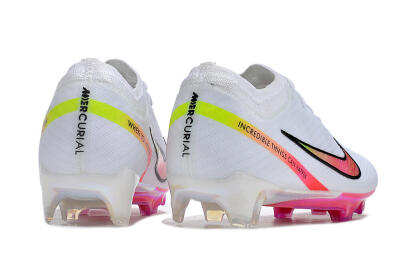 Unisex Nike Air Zoom Mercurial Vapor 15 Elite FG Firm Ground Low-Tops Football Boots - White/Pink/Black/Yellow