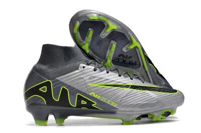 Men's Nike Air Zoom Mercurial Superfly 9 Elite FG Firm Ground High-Tops Football Boots - Grey/Silver/Black/Green