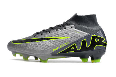 Men's Nike Air Zoom Mercurial Superfly 9 Elite FG Firm Ground High-Tops Football Boots - Grey/Silver/Black/Green