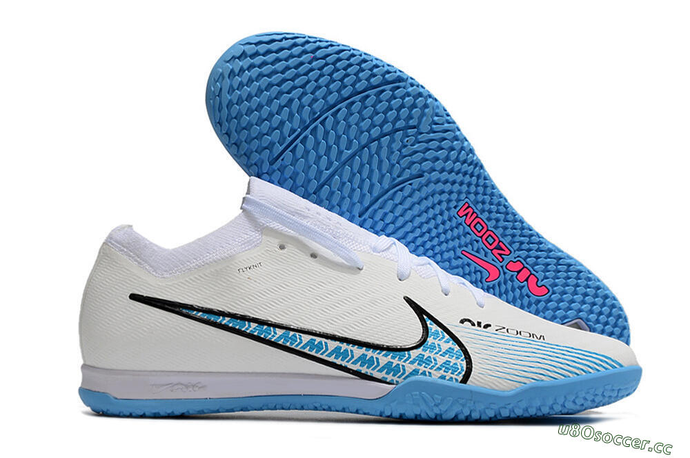 Unisex Nike Air Zoom Mercurial Vapor 15 Elite IC Indoor & Futsal Low-Tops Football Shoes - White/Blue/Black 2