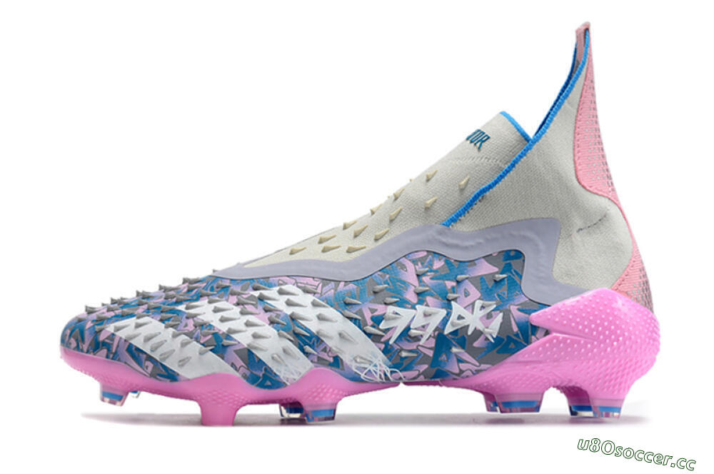 Unisex Adidas Predator Freak+ FG Firm Ground High-Tops Football Boots - Blue/Pink/White/Grey 0