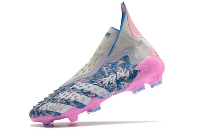 Unisex Adidas Predator Freak+ FG Firm Ground High-Tops Football Boots - Blue/Pink/White/Grey
