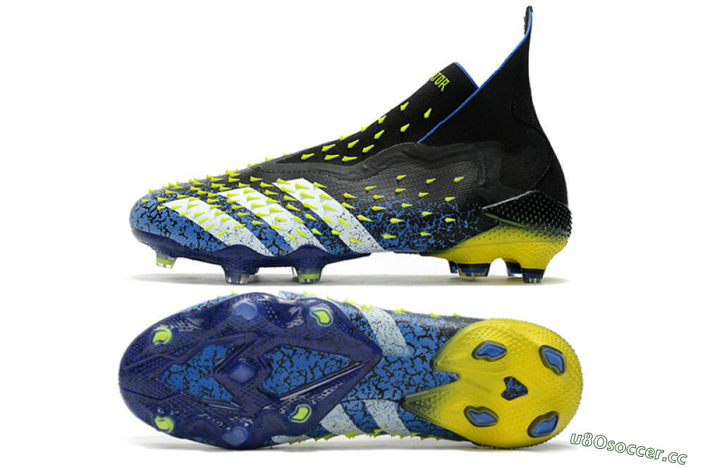 Unisex Adidas Predator Freak+ FG Firm Ground High-Tops Football Boots - Black/White/Blue 1