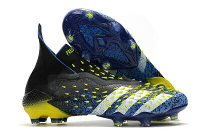 Unisex Adidas Predator Freak+ FG Firm Ground High-Tops Football Boots - Black/White/Blue