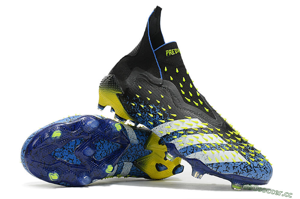 Unisex Adidas Predator Freak+ FG Firm Ground High-Tops Football Boots - Black/White/Blue 3