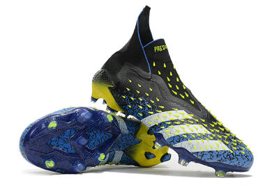 Unisex Adidas Predator Freak+ FG Firm Ground High-Tops Football Boots - Black/White/Blue