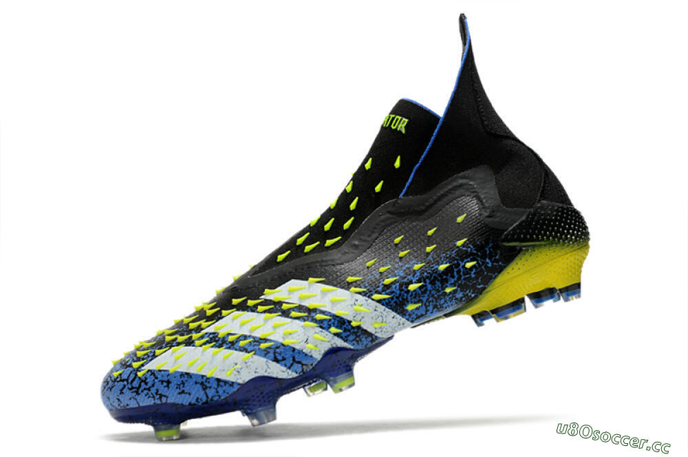 Unisex Adidas Predator Freak+ FG Firm Ground High-Tops Football Boots - Black/White/Blue 5