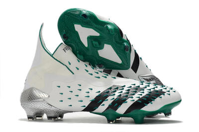 Unisex Adidas Predator Freak+ FG Firm Ground High-Tops Football Boots - White/Black/Green