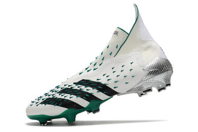 Unisex Adidas Predator Freak+ FG Firm Ground High-Tops Football Boots - White/Black/Green