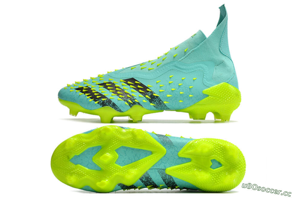Unisex Adidas Predator Freak+ FG Firm Ground High-Tops Football Boots - Blue/Black/Green 1