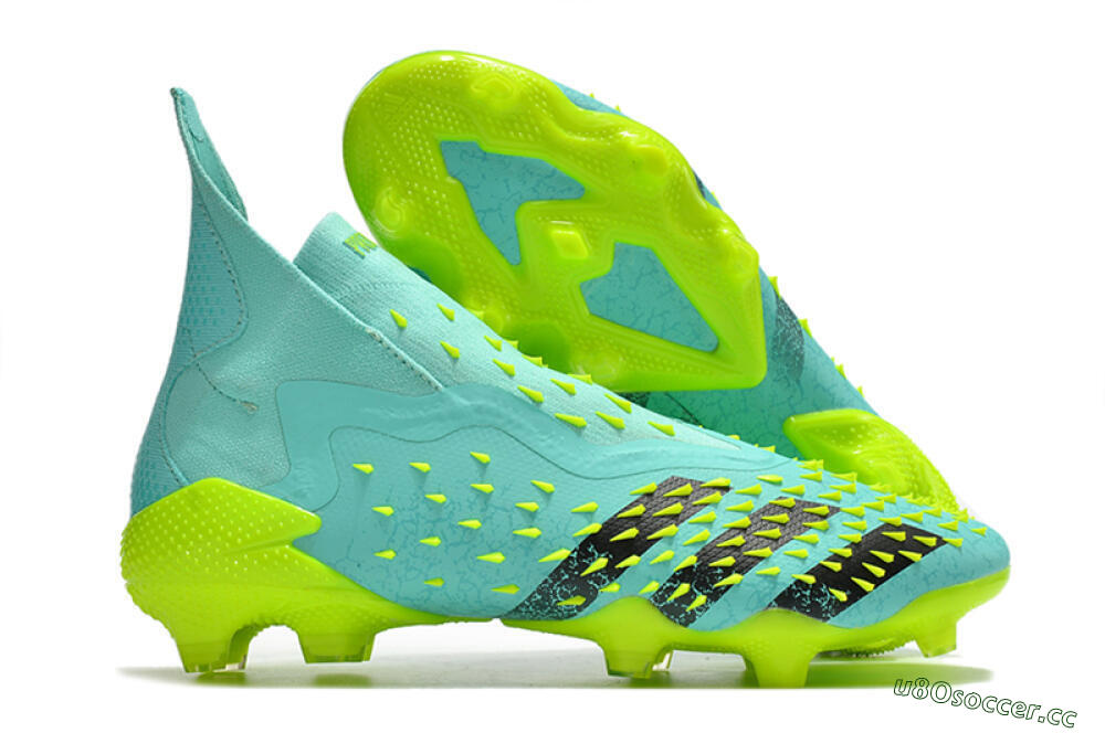 Unisex Adidas Predator Freak+ FG Firm Ground High-Tops Football Boots - Blue/Black/Green 2