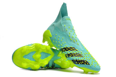 Unisex Adidas Predator Freak+ FG Firm Ground High-Tops Football Boots - Blue/Black/Green