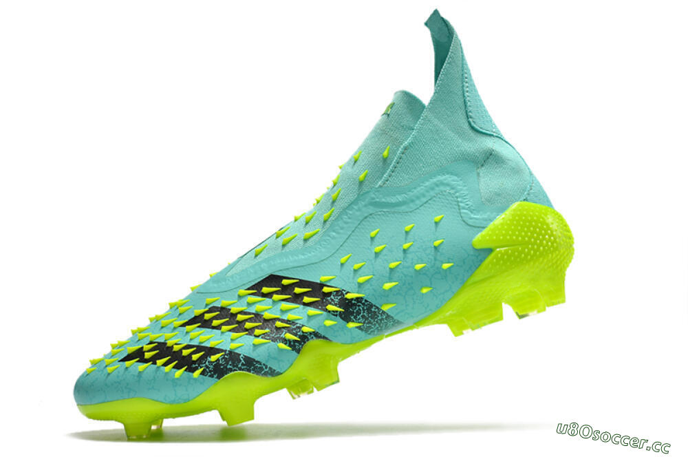 Unisex Adidas Predator Freak+ FG Firm Ground High-Tops Football Boots - Blue/Black/Green 5