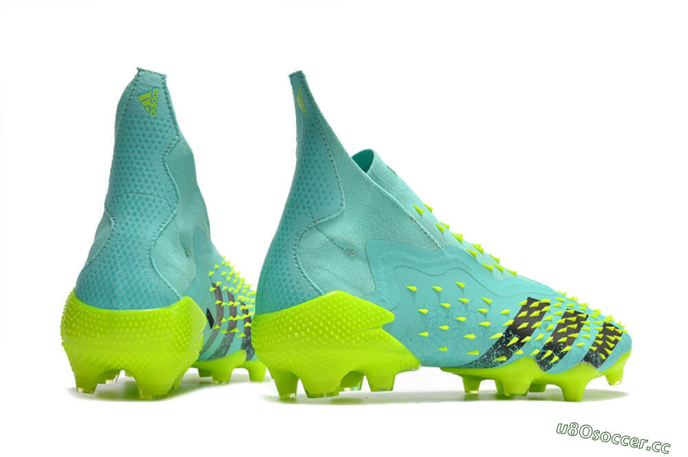 Unisex Adidas Predator Freak+ FG Firm Ground High-Tops Football Boots - Blue/Black/Green 6