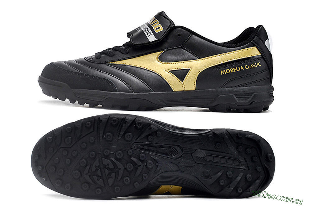Men's Mizuno Morelia Classic TF Artificial Turf Low-Tops Football Shoes - Black/Gold 1