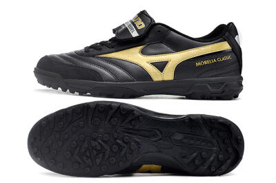 Men's Mizuno Morelia Classic TF Artificial Turf Low-Tops Football Shoes - Black/Gold