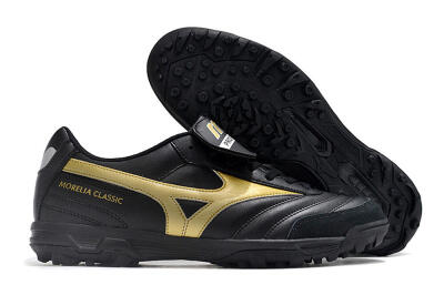 Men's Mizuno Morelia Classic TF Artificial Turf Low-Tops Football Shoes - Black/Gold