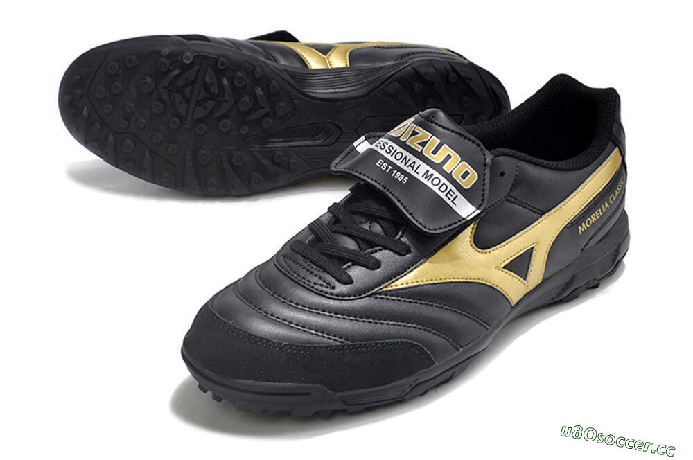 Men's Mizuno Morelia Classic TF Artificial Turf Low-Tops Football Shoes - Black/Gold 3