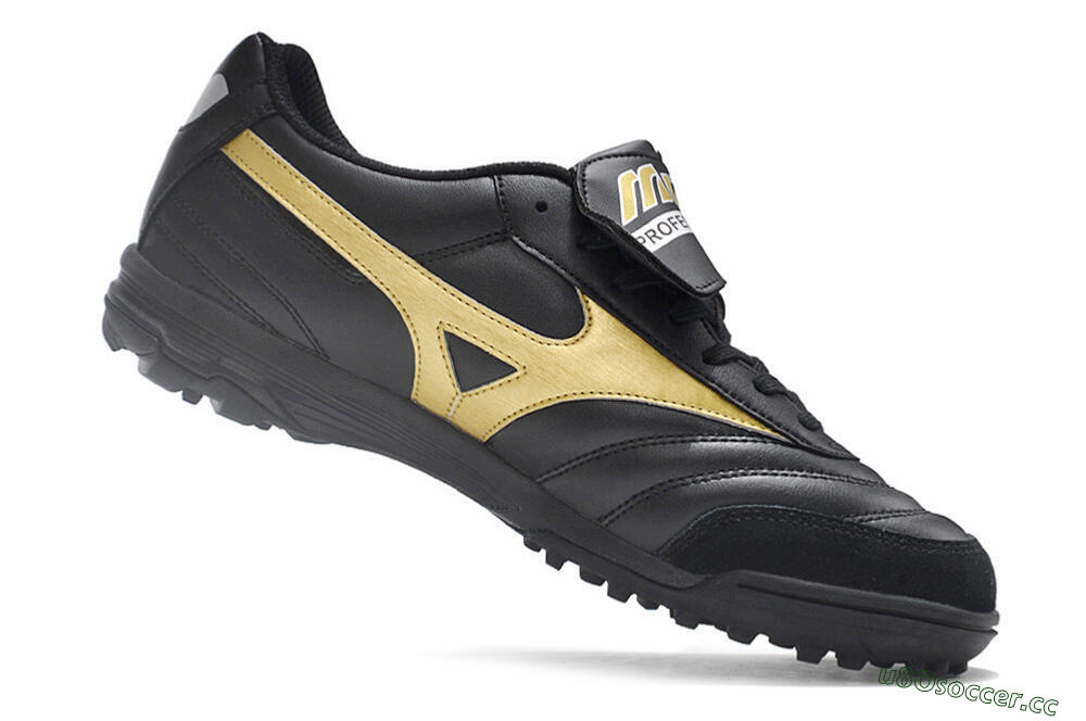 Men's Mizuno Morelia Classic TF Artificial Turf Low-Tops Football Shoes - Black/Gold 4