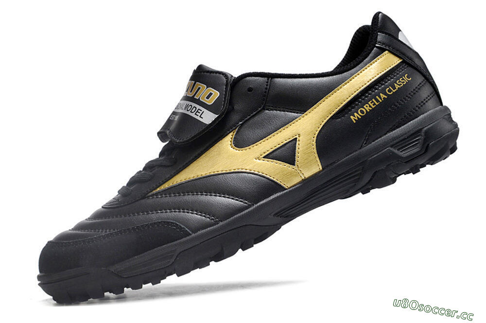 Men's Mizuno Morelia Classic TF Artificial Turf Low-Tops Football Shoes - Black/Gold 5