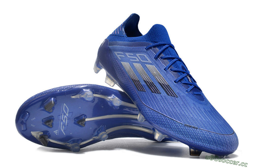 Men's Adidas F50 Adizero FG Firm Ground Low-Tops Football Boots - Blue/Silver/Black 3