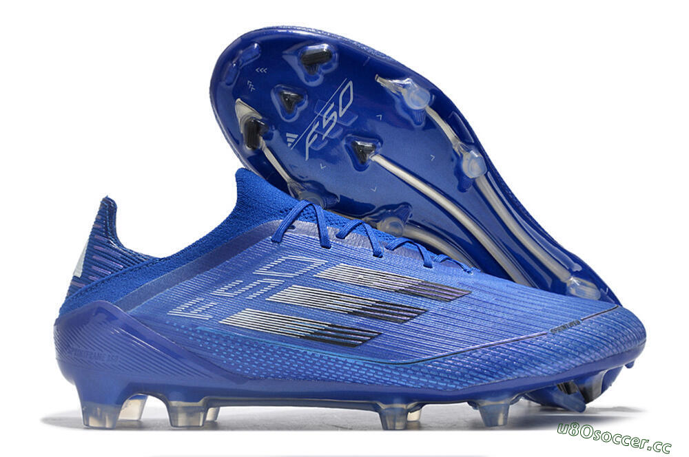 Men's Adidas F50 Adizero FG Firm Ground Low-Tops Football Boots - Blue/Silver/Black 2