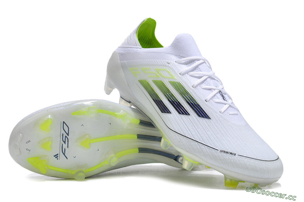 Men's Adidas F50 Adizero FG Firm Ground Low-Tops Football Boots - White/Black/Yellow 3