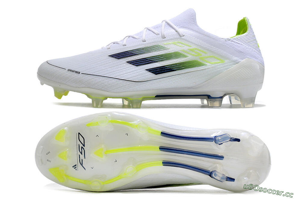 Men's Adidas F50 Adizero FG Firm Ground Low-Tops Football Boots - White/Black/Yellow 1