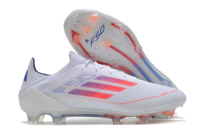 Men's Adidas F50 Adizero FG Firm Ground Low-Tops Football Boots - White/Red/Blue