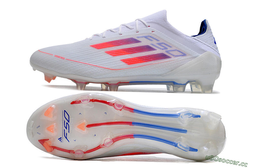 Men's Adidas F50 Adizero FG Firm Ground Low-Tops Football Boots - White/Red/Blue 1