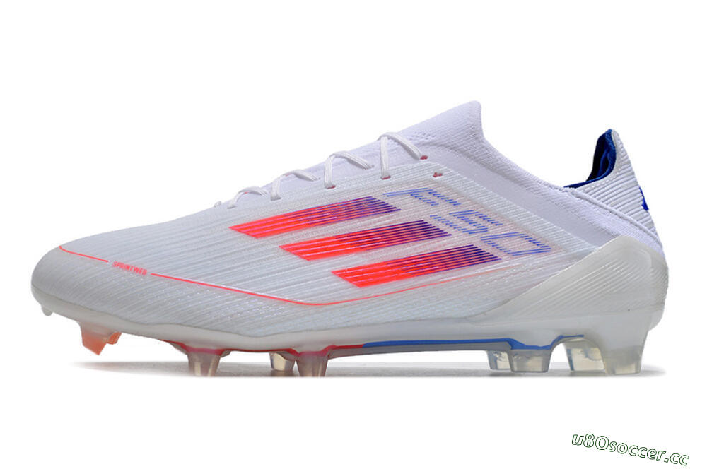 Men's Adidas F50 Adizero FG Firm Ground Low-Tops Football Boots - White/Red/Blue 0