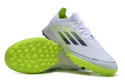 Men's Adidas F50 Adizero TF Artificial Turf Low-Tops Football Shoes - Whtie/Black/Green
