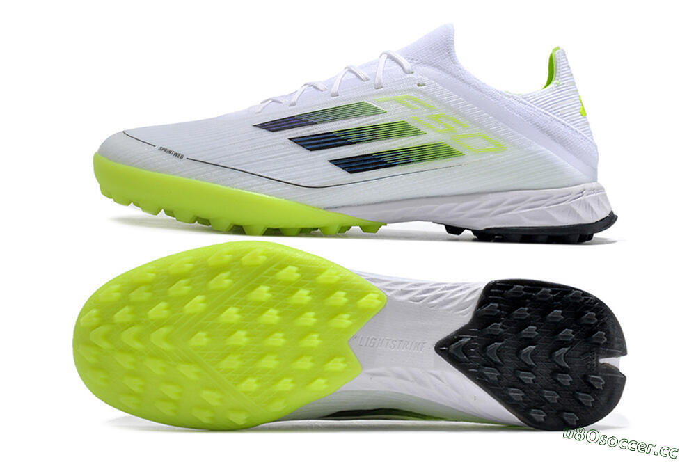Men's Adidas F50 Adizero TF Artificial Turf Low-Tops Football Shoes - Whtie/Black/Green 1