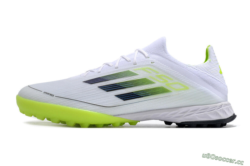 Men's Adidas F50 Adizero TF Artificial Turf Low-Tops Football Shoes - Whtie/Black/Green 0
