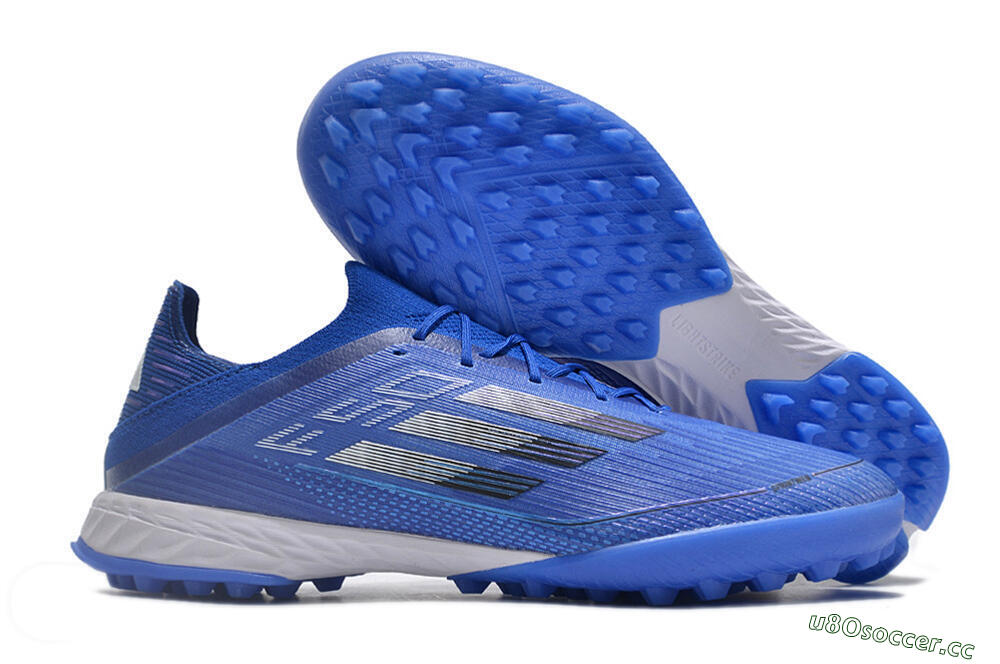 Men's Adidas F50 Adizero TF Artificial Turf Low-Tops Football Shoes - Blue/Silver/Black 2