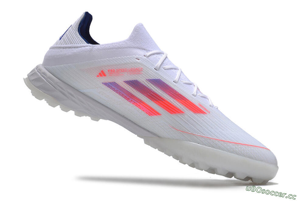 Men's Adidas F50 Adizero TF Artificial Turf Low-Tops Football Shoes - White/Red/Blue 4