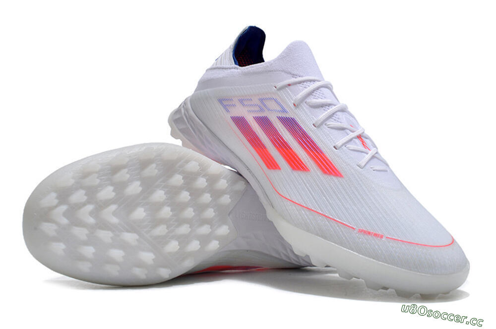 Men's Adidas F50 Adizero TF Artificial Turf Low-Tops Football Shoes - White/Red/Blue 3