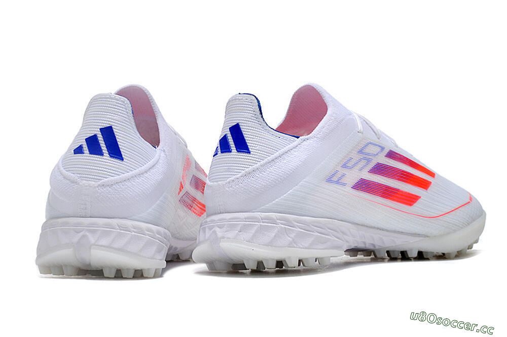 Men's Adidas F50 Adizero TF Artificial Turf Low-Tops Football Shoes - White/Red/Blue 6