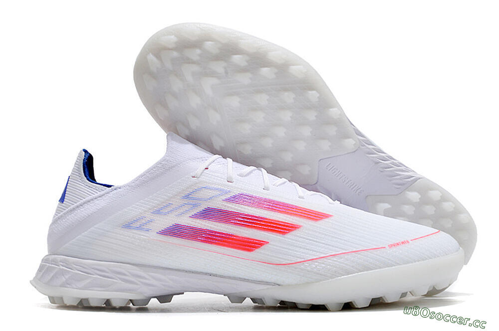 Men's Adidas F50 Adizero TF Artificial Turf Low-Tops Football Shoes - White/Red/Blue 2