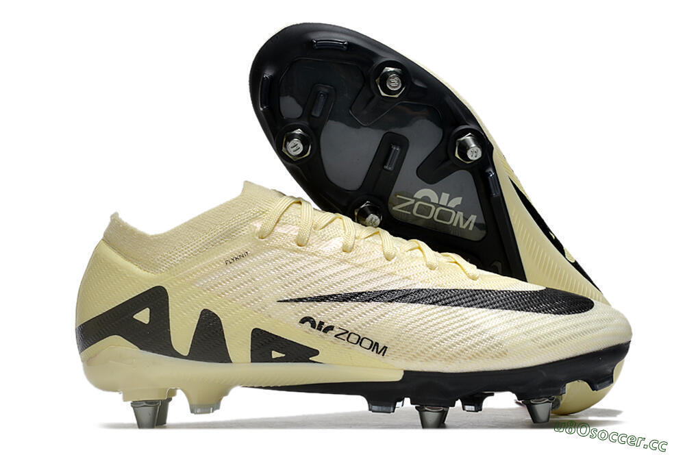 Men's Nike Air Zoom Mercurial Vapor 15 Elite SG Soft Ground Low-Tops Football Boots - Beige/Black 2