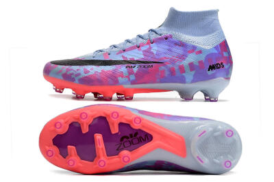 Unisex Nike Air Zoom Mercurial Superfly 9 Elite AG Artificial Grass High-Tops Football Boots - Blue/Purple/Pink