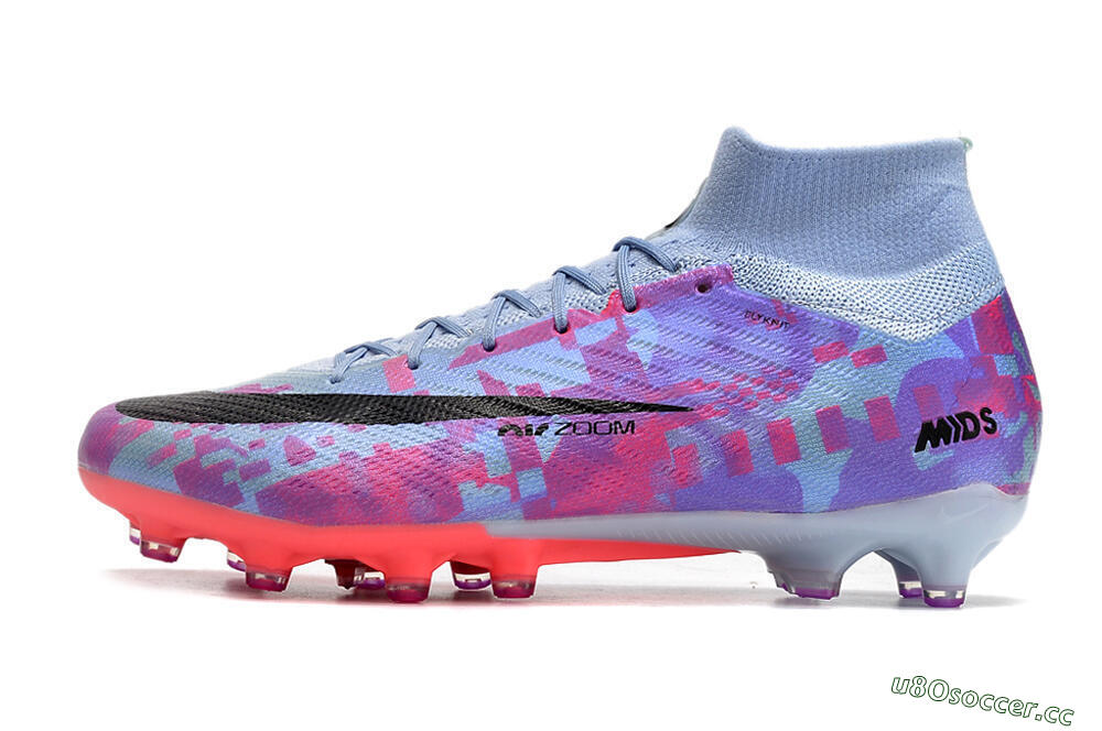 Unisex Nike Air Zoom Mercurial Superfly 9 Elite AG Artificial Grass High-Tops Football Boots - Blue/Purple/Pink 0