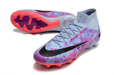 Unisex Nike Air Zoom Mercurial Superfly 9 Elite AG Artificial Grass High-Tops Football Boots - Blue/Purple/Pink