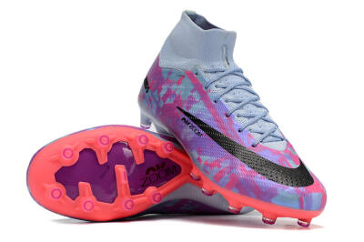 Unisex Nike Air Zoom Mercurial Superfly 9 Elite AG Artificial Grass High-Tops Football Boots - Blue/Purple/Pink