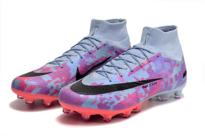 Unisex Nike Air Zoom Mercurial Superfly 9 Elite AG Artificial Grass High-Tops Football Boots - Blue/Purple/Pink