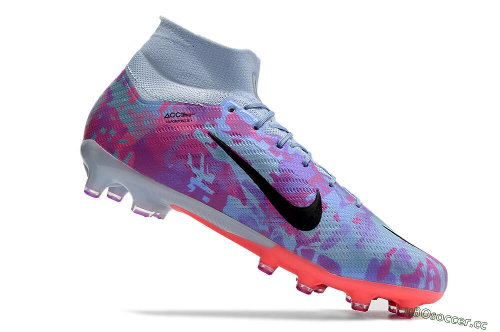 Unisex Nike Air Zoom Mercurial Superfly 9 Elite AG Artificial Grass High-Tops Football Boots - Blue/Purple/Pink 7