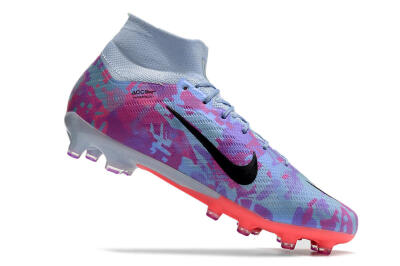 Unisex Nike Air Zoom Mercurial Superfly 9 Elite AG Artificial Grass High-Tops Football Boots - Blue/Purple/Pink
