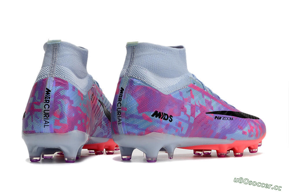 Unisex Nike Air Zoom Mercurial Superfly 9 Elite AG Artificial Grass High-Tops Football Boots - Blue/Purple/Pink 9