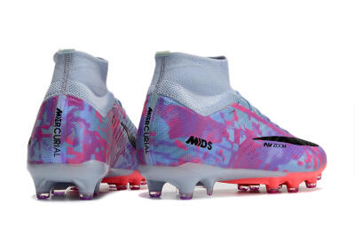 Unisex Nike Air Zoom Mercurial Superfly 9 Elite AG Artificial Grass High-Tops Football Boots - Blue/Purple/Pink